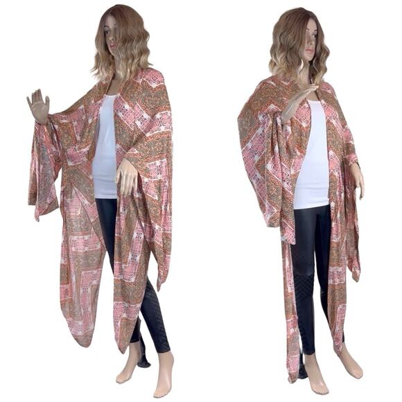 Chrysanthemum Boho Bell Kimono Sleeve Cardigan SZ M/L $69 - Picture 6 of 12